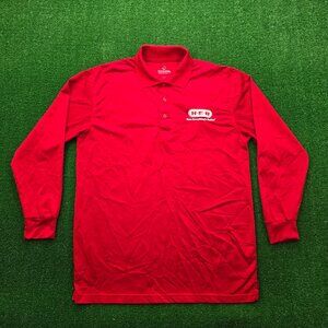 H-E-B Supermarket Polo Shirt Mens Medium Red Long Sleeve Employee‎ Uniform Work